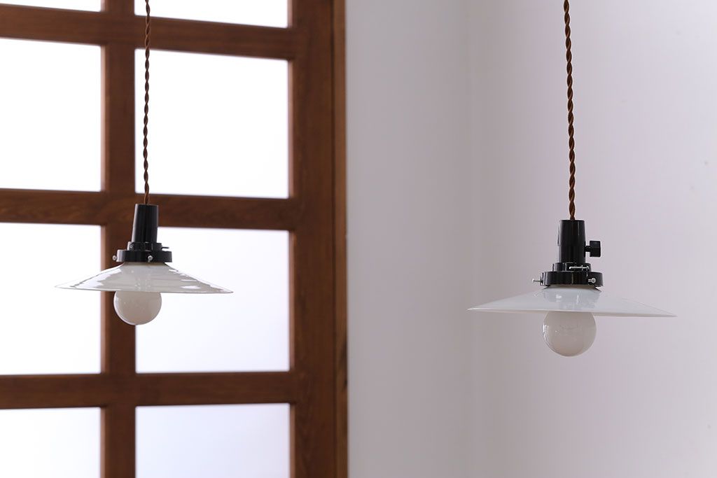 昭和レトロ　平笠照明2個セット(5)