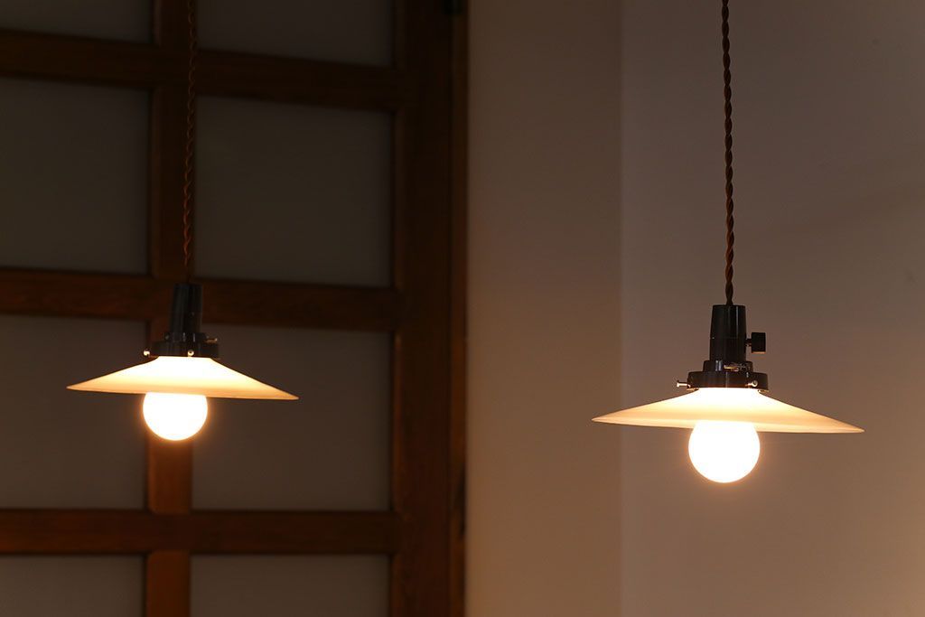 昭和レトロ　平笠照明2個セット(5)