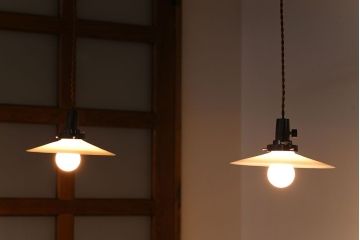 昭和レトロ　平笠照明2個セット(5)