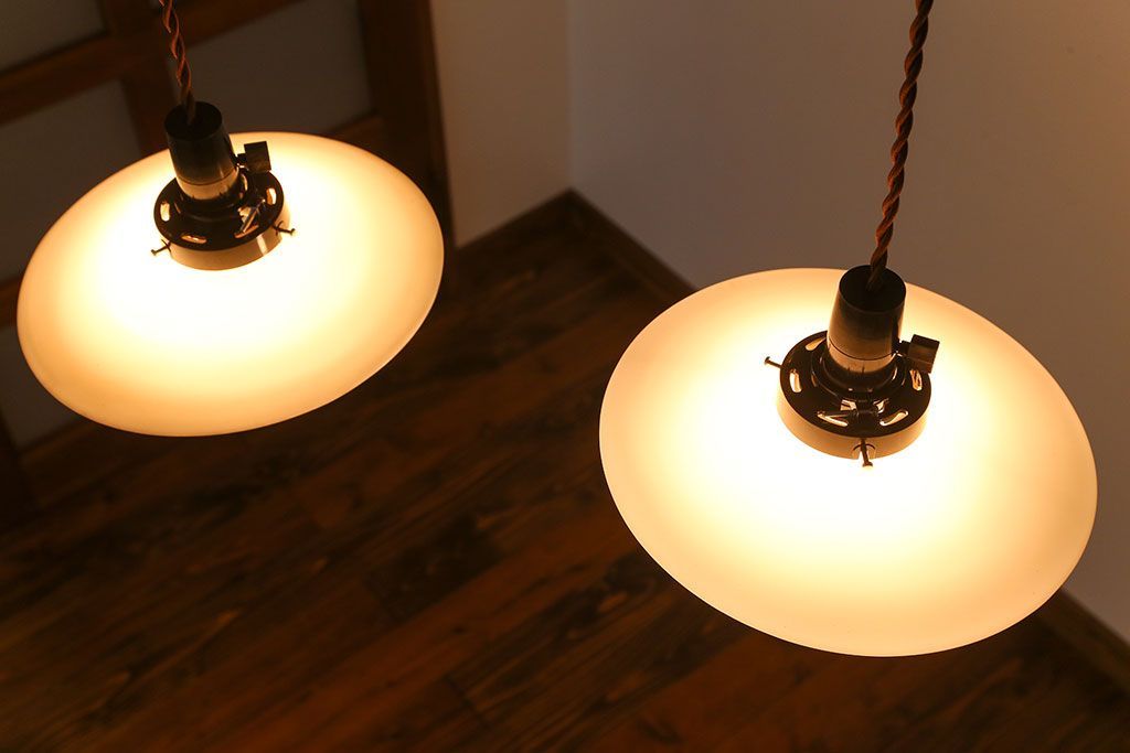 昭和レトロ　平笠照明2個セット(5)