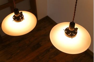 昭和レトロ　平笠照明2個セット(5)