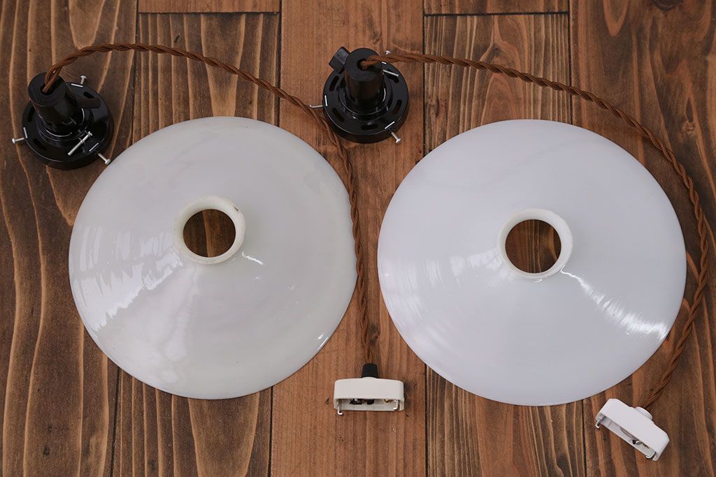 昭和レトロ　平笠照明2個セット(5)