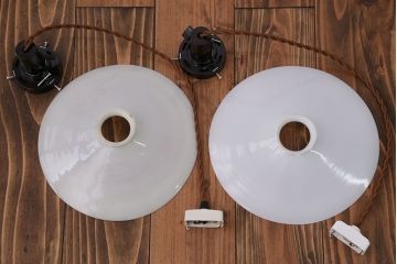 昭和レトロ　平笠照明2個セット(5)