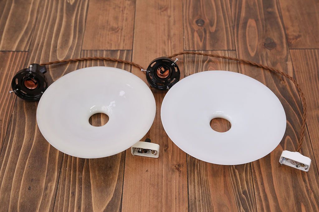 昭和レトロ　平笠照明2個セット(5)