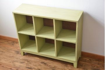 アンティーク家具　 アンティークペイント　小さなマス目棚(2)