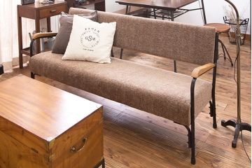 ヴィンテージ家具　ビンテージ　おしゃれなパイプフレームソファベンチ