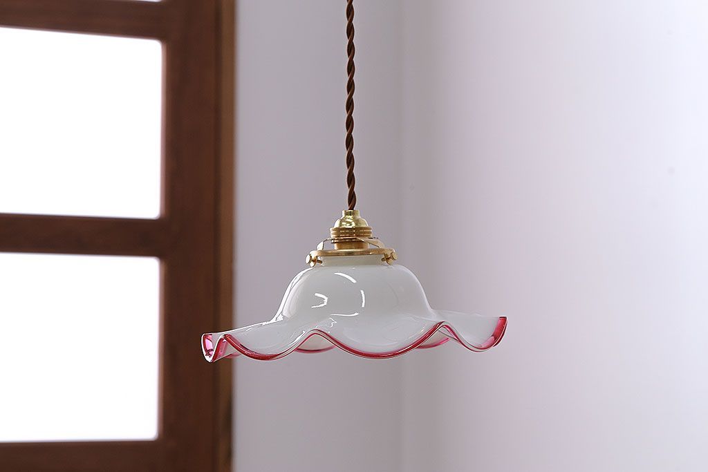 大正ロマン　レトロ　電笠　和ガラス　古道具　アンティーク　照明　灯り　古民家 大正ロマン レトロ 電笠 和ガラス 古道具 アンティーク 照明