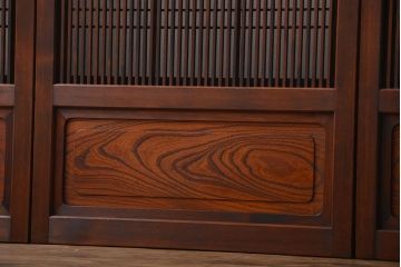 腰板欅材!裏障子付き幅の狭い格子戸4枚セット