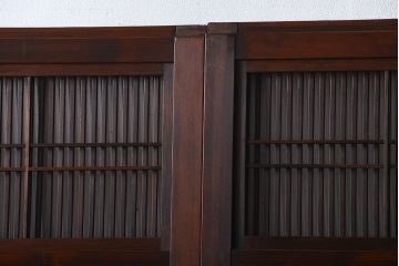 腰板欅材!裏障子付き幅の狭い格子戸4枚セット