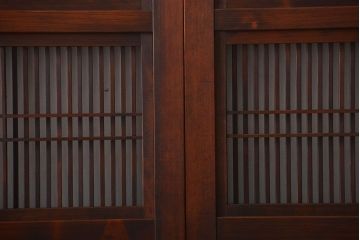 腰板欅材!裏障子付き幅の狭い格子戸4枚セット