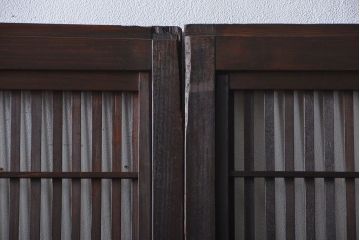 古民具・骨董　裏障子、裏ガラス付き格子戸4枚