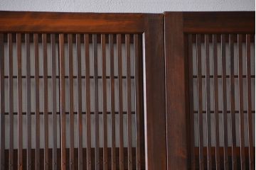腰板欅材!裏障子付き上質な格子戸4枚セット