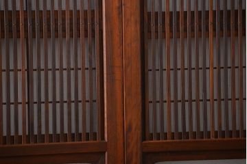 腰板欅材!裏障子付き上質な格子戸4枚セット