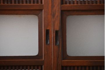 腰板欅材!裏障子付き上質な格子戸4枚セット