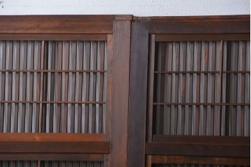腰板欅材!裏障子付き上質な格子戸4枚セット