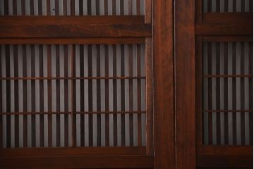 腰板欅材!裏障子付き上質な格子戸4枚セット