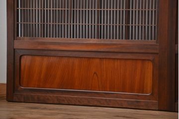 腰板欅材!裏障子付き上質な格子戸4枚セット