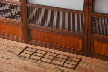 腰板欅材!裏障子付き上質な格子戸4枚セット