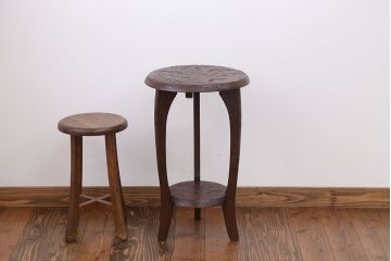 アンティーク雑貨　中古　日光彫　美しい花台