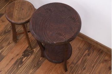 アンティーク雑貨　中古　日光彫　美しい花台