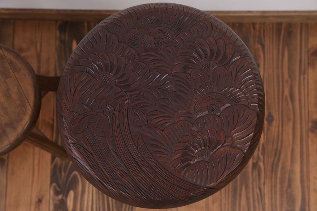 アンティーク雑貨　中古　日光彫　美しい花台