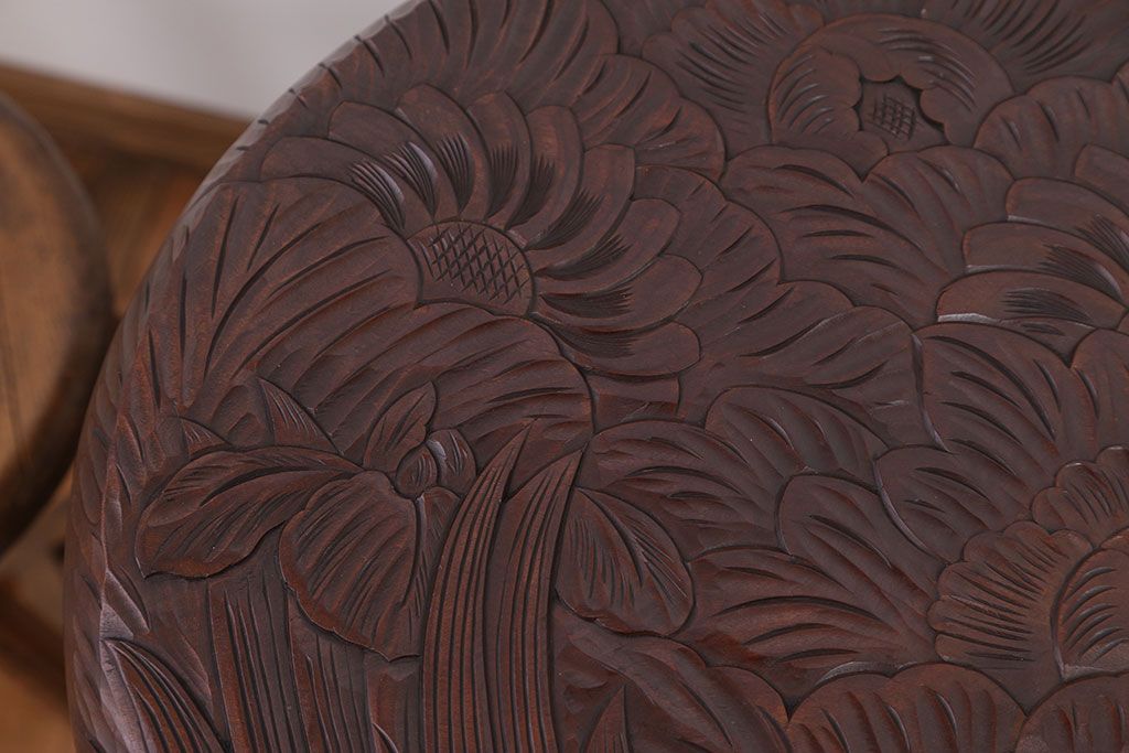 アンティーク雑貨　中古　日光彫　美しい花台