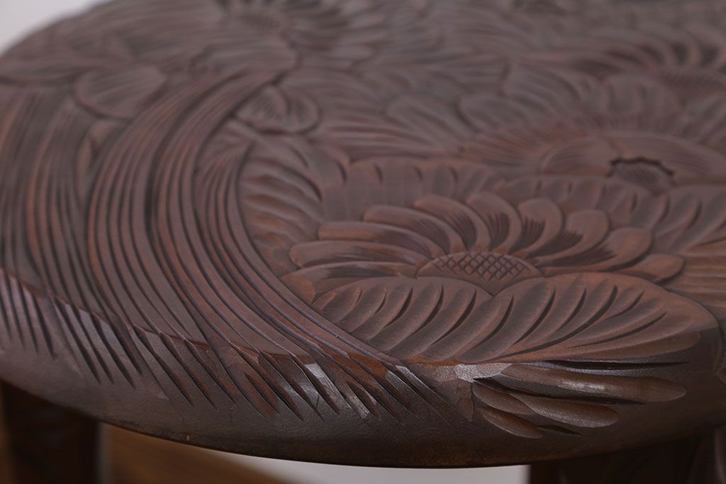 アンティーク雑貨　中古　日光彫　美しい花台