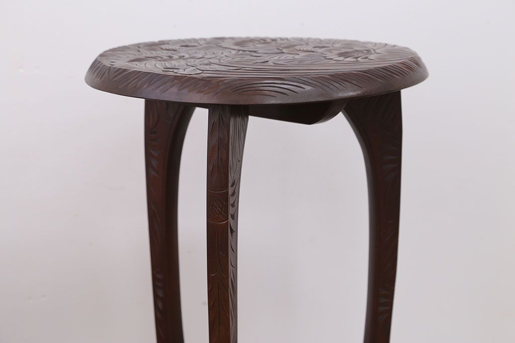 アンティーク雑貨　中古　日光彫　美しい花台