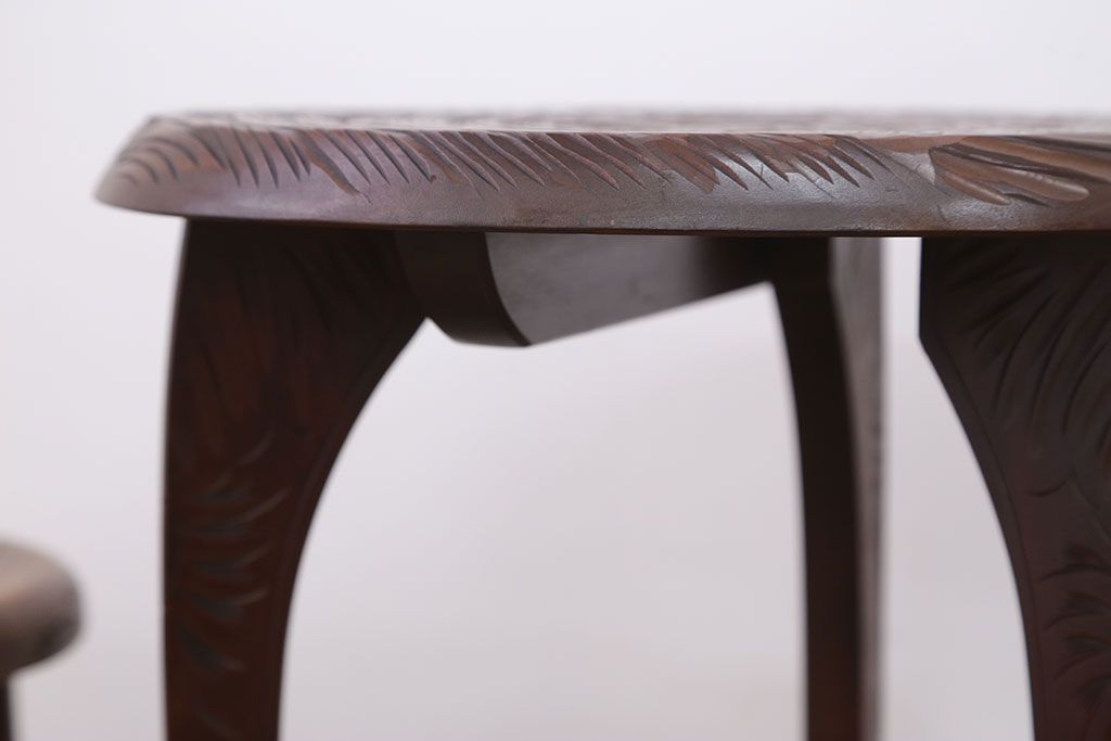 アンティーク雑貨　中古　日光彫　美しい花台