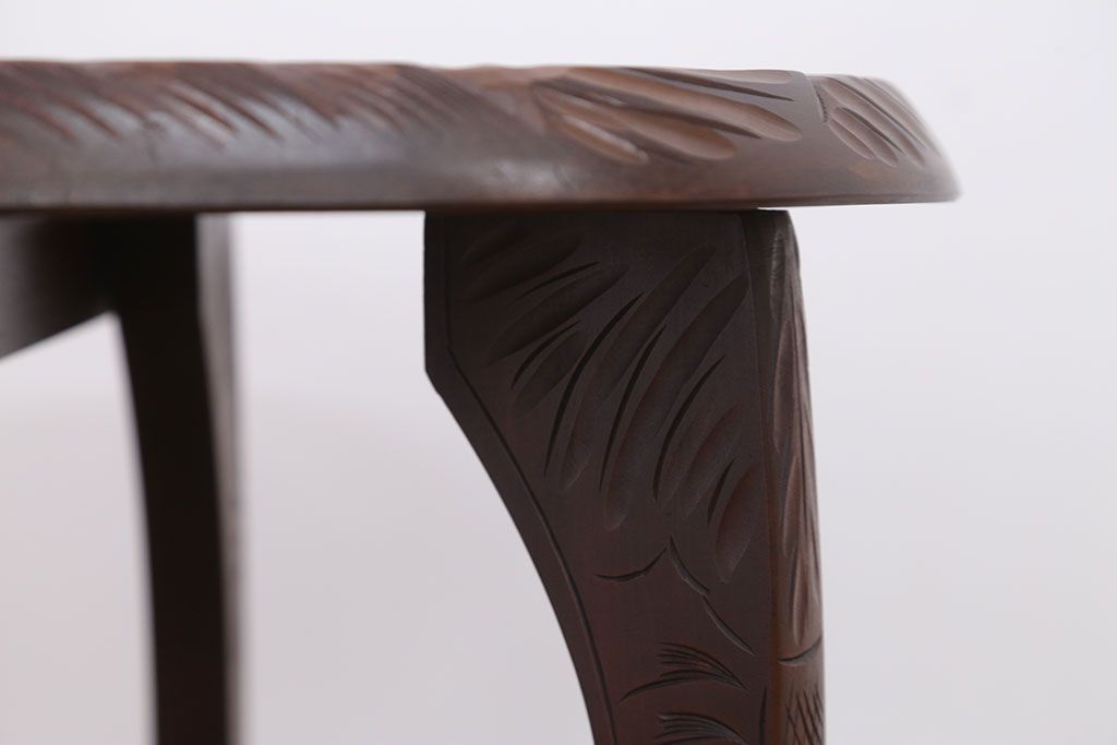 アンティーク雑貨　中古　日光彫　美しい花台