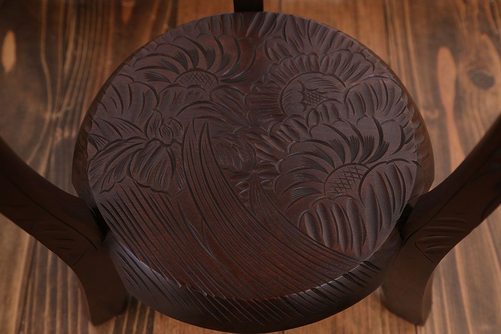 アンティーク雑貨　中古　日光彫　美しい花台