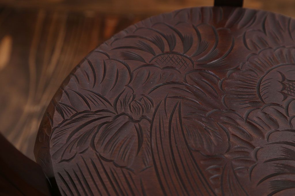 アンティーク雑貨　中古　日光彫　美しい花台