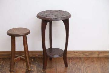 アンティーク雑貨　中古　日光彫　美しい花台