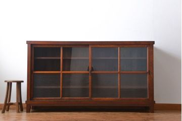 アンティーク家具　アンティーク　前面ナラ材脚付き戸棚