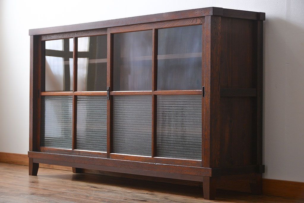 アンティーク家具　アンティーク　前面ナラ材脚付き戸棚