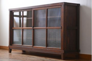アンティーク家具　アンティーク　前面ナラ材脚付き戸棚