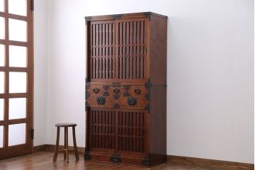 中古　欅材!岩谷堂特注　重ね水屋箪笥(定価70万円)