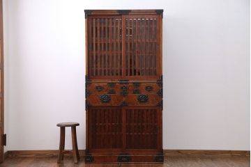 中古　欅材!岩谷堂特注　重ね水屋箪笥(定価70万円)