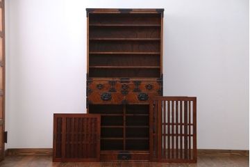 中古　欅材!岩谷堂特注　重ね水屋箪笥(定価70万円)