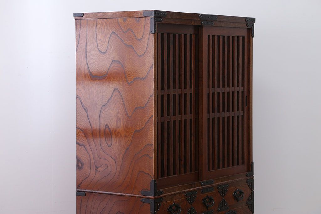 中古　欅材!岩谷堂特注　重ね水屋箪笥(定価70万円)