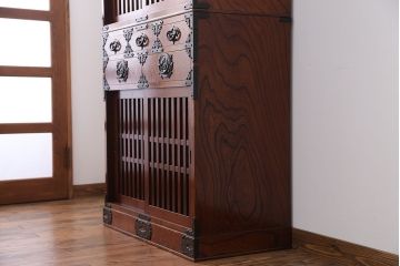 中古　欅材!岩谷堂特注　重ね水屋箪笥(定価70万円)