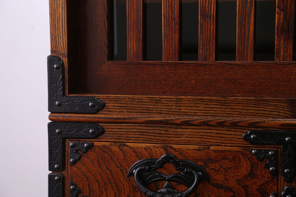 中古　欅材!岩谷堂特注　重ね水屋箪笥(定価70万円)