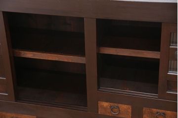 アンティーク家具　古民具・骨董 脚付き水屋箪笥ローボード(テレビ台、キャビネット、収納棚)