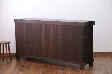 アンティーク家具　古民具・骨董 脚付き水屋箪笥ローボード(テレビ台、キャビネット、収納棚)