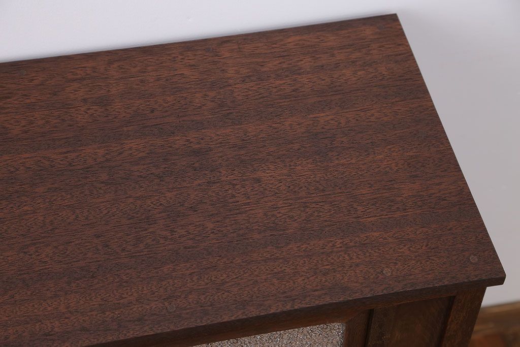 アンティーク家具　和製アンティーク　ダイヤガラス入り!引き出しいっぱい収納棚