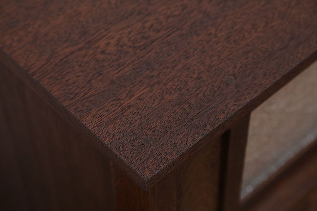 アンティーク家具　和製アンティーク　ダイヤガラス入り!引き出しいっぱい収納棚