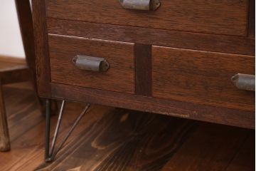 アンティーク家具　和製アンティーク　ダイヤガラス入り!引き出しいっぱい収納棚