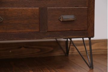 アンティーク家具　和製アンティーク　ダイヤガラス入り!引き出しいっぱい収納棚