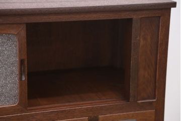 アンティーク家具　和製アンティーク　ダイヤガラス入り!引き出しいっぱい収納棚