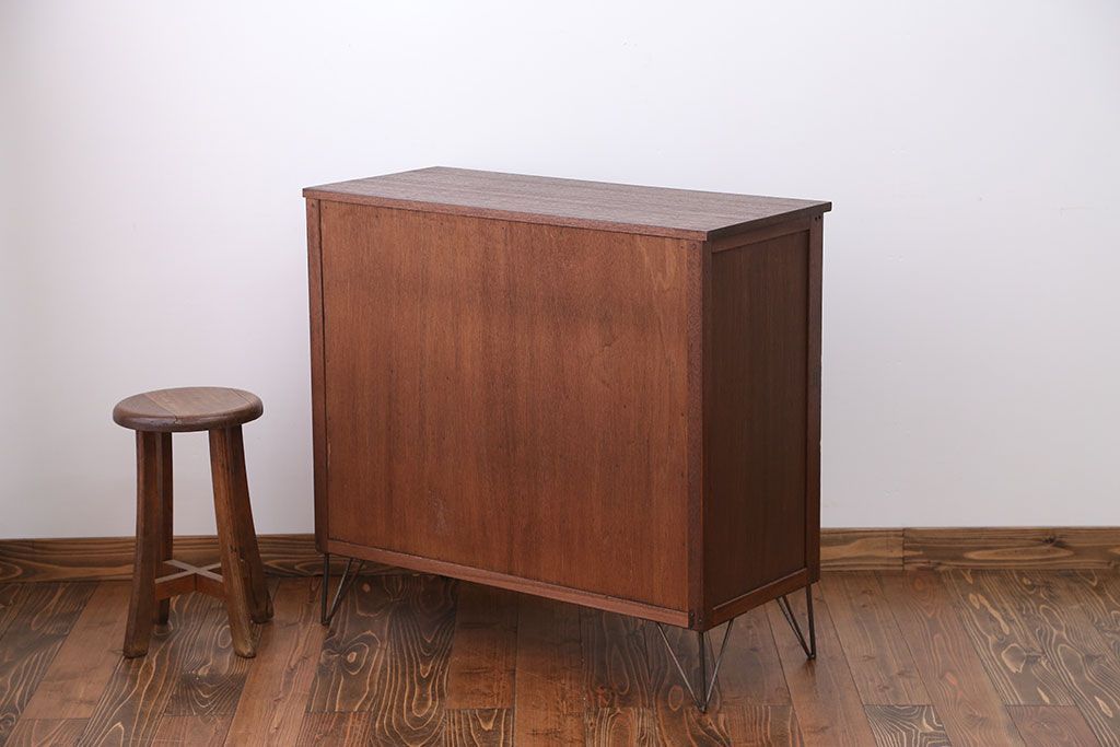 アンティーク家具　和製アンティーク　ダイヤガラス入り!引き出しいっぱい収納棚